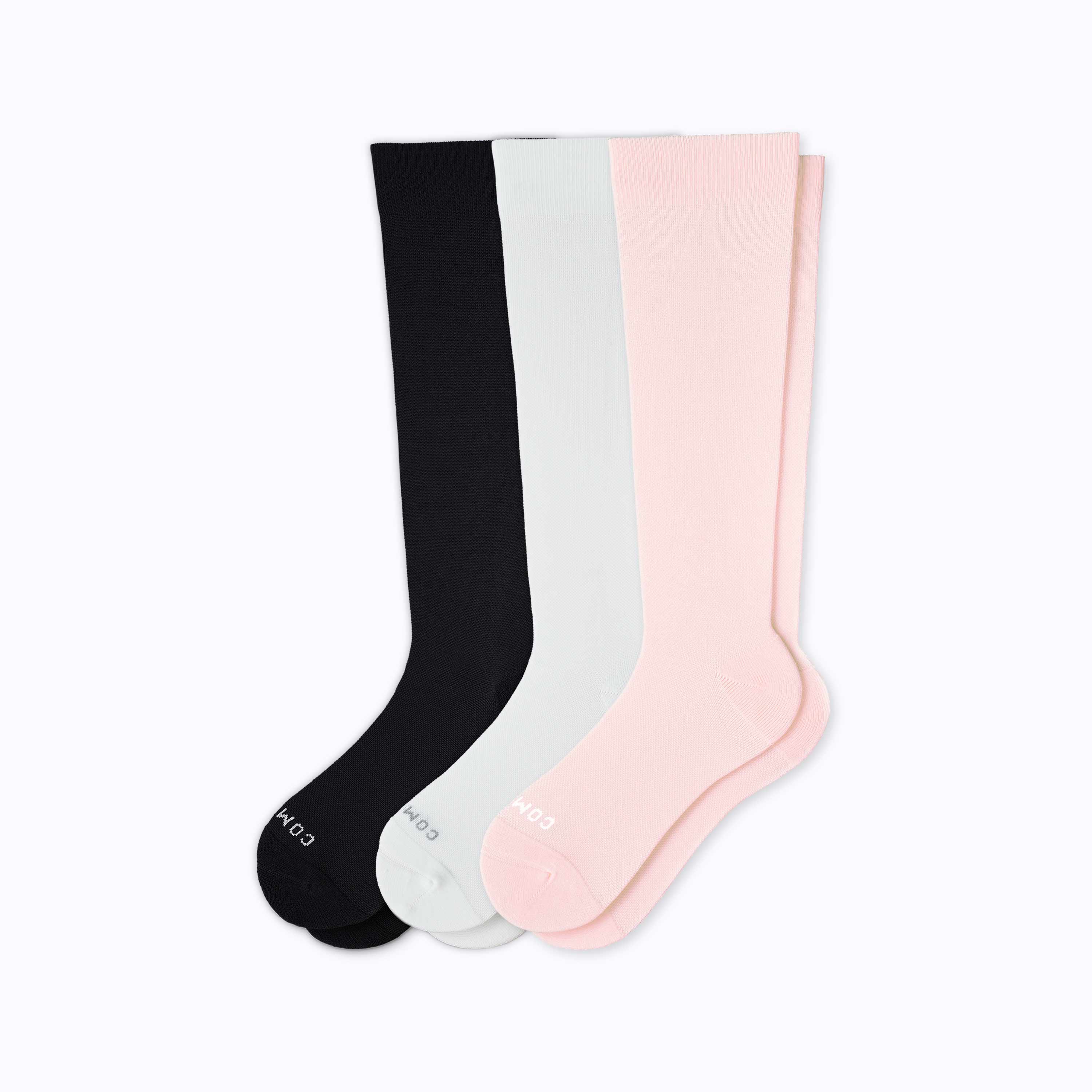 Chaussettes de contention mi-mollet – Lot de 3, coloris noir/rose/blanc