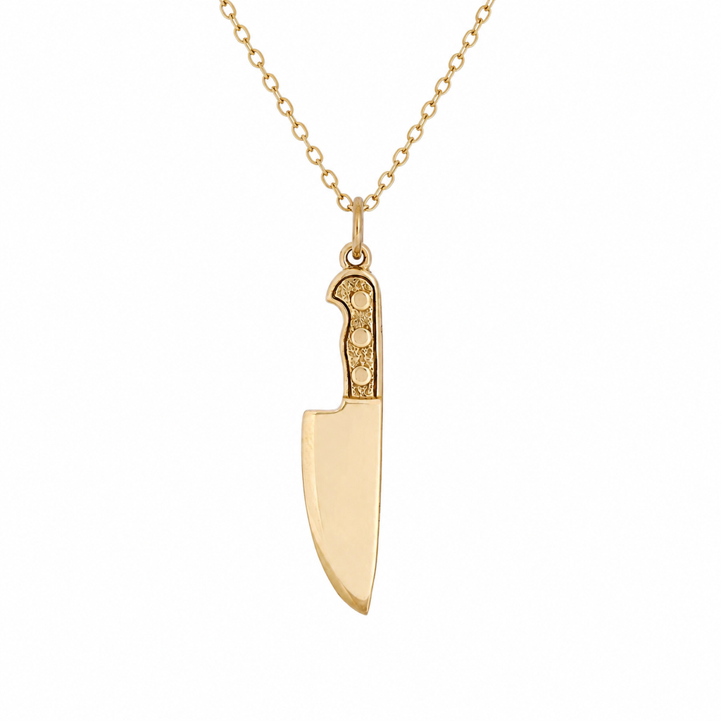 Collier Breloque Couteau Doré