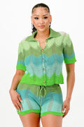 Ensemble court gilet tricoté