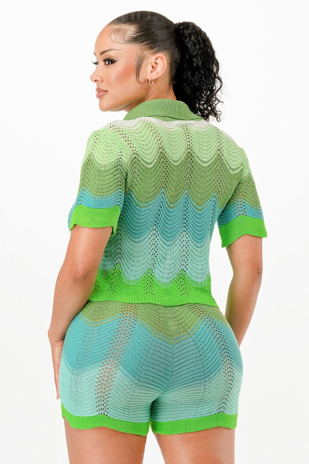 Ensemble court gilet tricoté