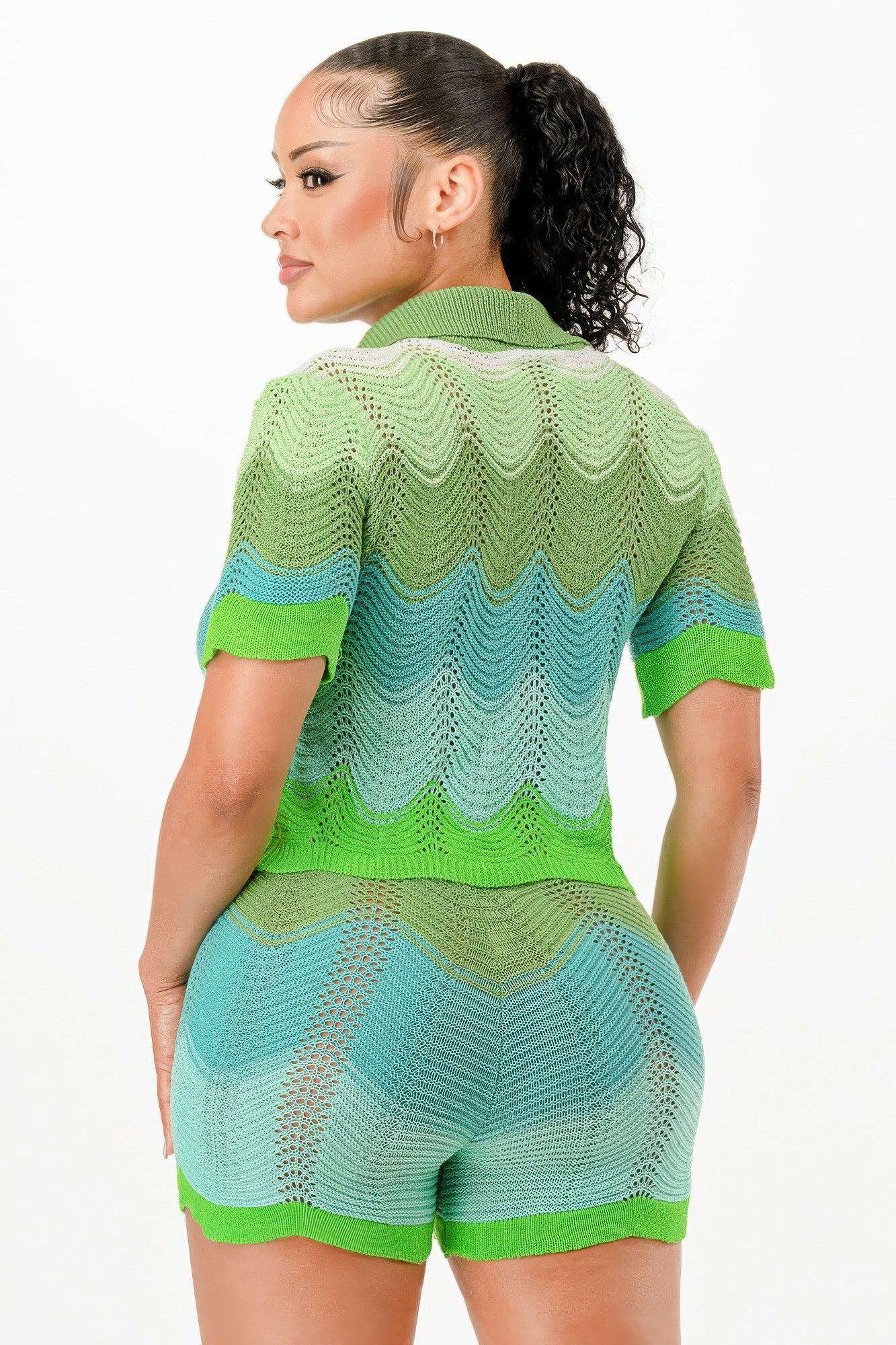 Ensemble court gilet tricoté