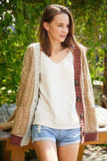 Cardigan en maille color block