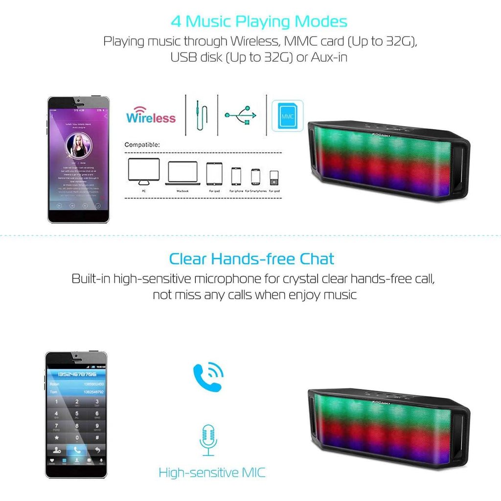 Enceinte sans fil DEL KOCASO multicolore dynamique mains libres