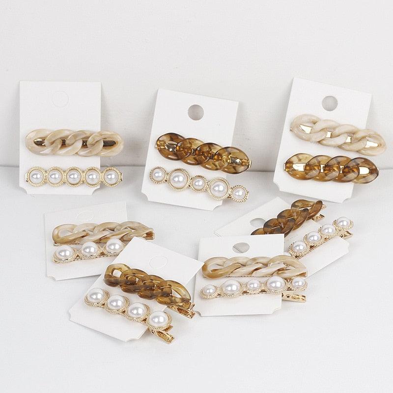 Pince à cheveux coréenne en perles pour femmes, bijoux romantiques, chaîne, épingle à cheveux, accessoires de coiffure, barrettes, accessoires pour cheveux pour fête de mariage