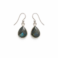 Dainty Labradorite Drop Earrings – Sterling Silver