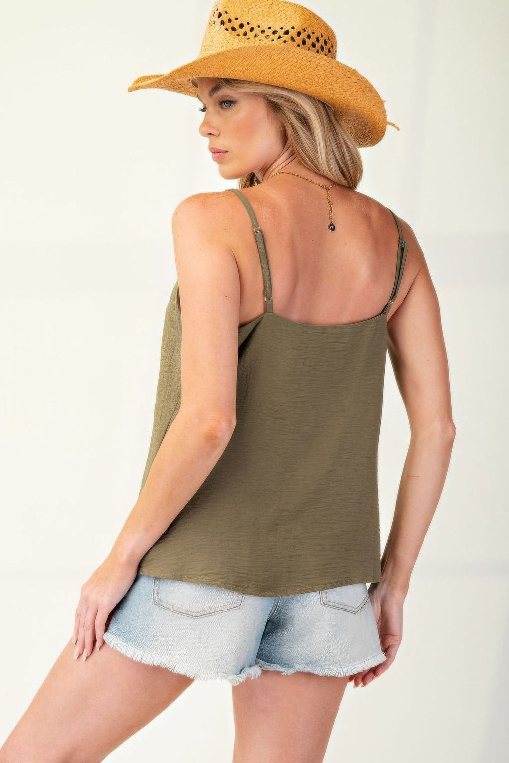 Camisole en polyester texturé tissé avec dentelle