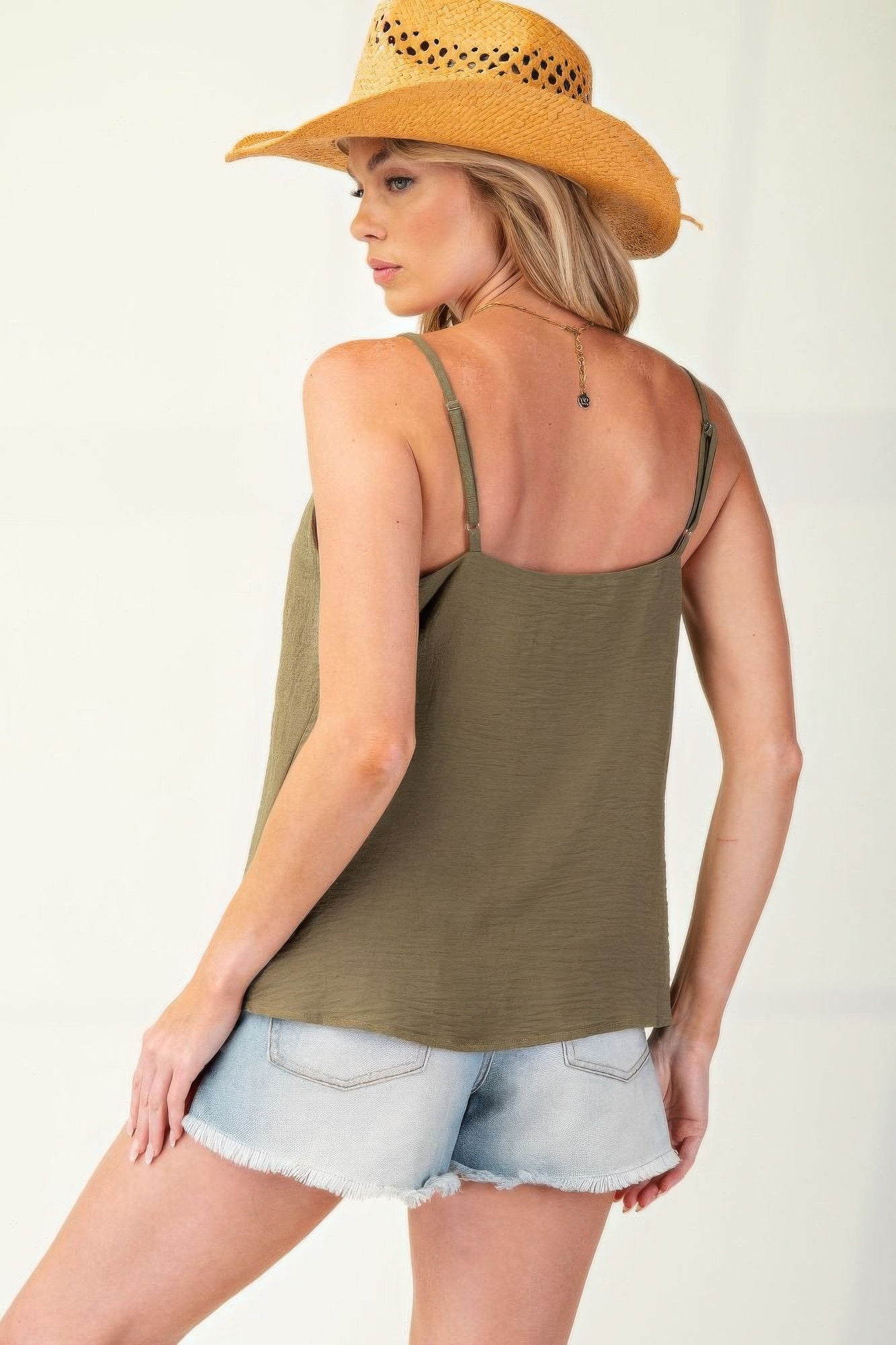 Camisole en polyester texturé tissé avec dentelle