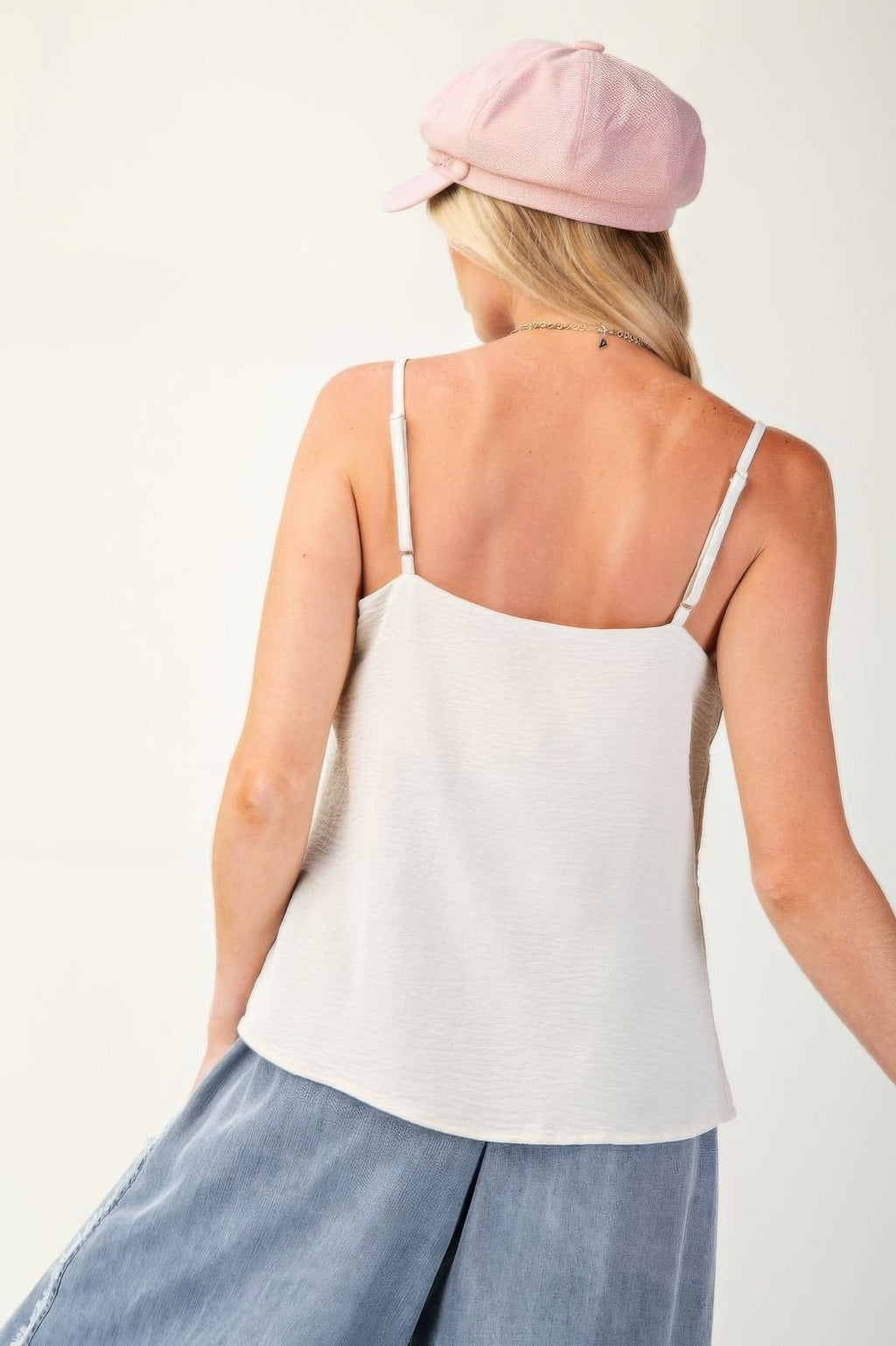 Camisole en polyester texturé tissé avec dentelle