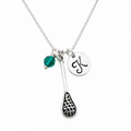 Lacrosse Stick Charm Necklace - Personalized Sterling Silver Jewelry