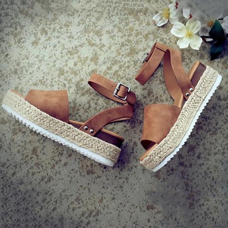 Chaussures élégantes à motif léopard pour femmes, sandales à talons hauts, sandales d'été à plateforme, sandales à plateforme haute, sandales à semelle épaisse avec boucle de ceinture, sandales à brides réglables