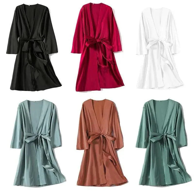 Robe de Chambre Courte Rouge Douce à la Mode pour Femmes Peignoir Confortable à Col en V pour Femmes Robes de Demoiselle d'Honneur et de Mariée