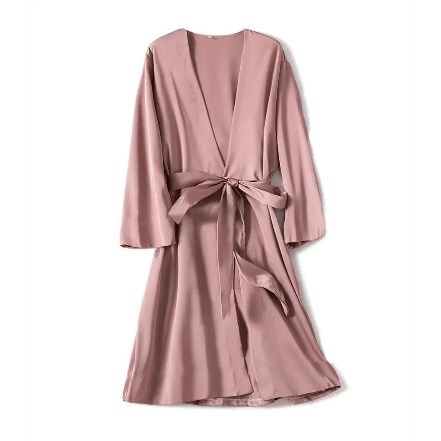 Robe de Chambre Courte Rouge Douce à la Mode pour Femmes Peignoir Confortable à Col en V pour Femmes Robes de Demoiselle d'Honneur et de Mariée