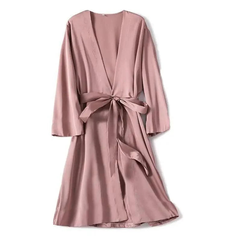 Robe de Chambre Courte Rouge Douce à la Mode pour Femmes Peignoir Confortable à Col en V pour Femmes Robes de Demoiselle d'Honneur et de Mariée