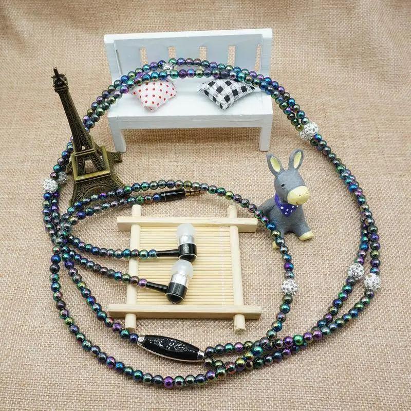 Collier de perles de luxe pour femme, écouteurs roses avec micro, excellente qualité sonore, écouteurs stéréo pour usage quotidien