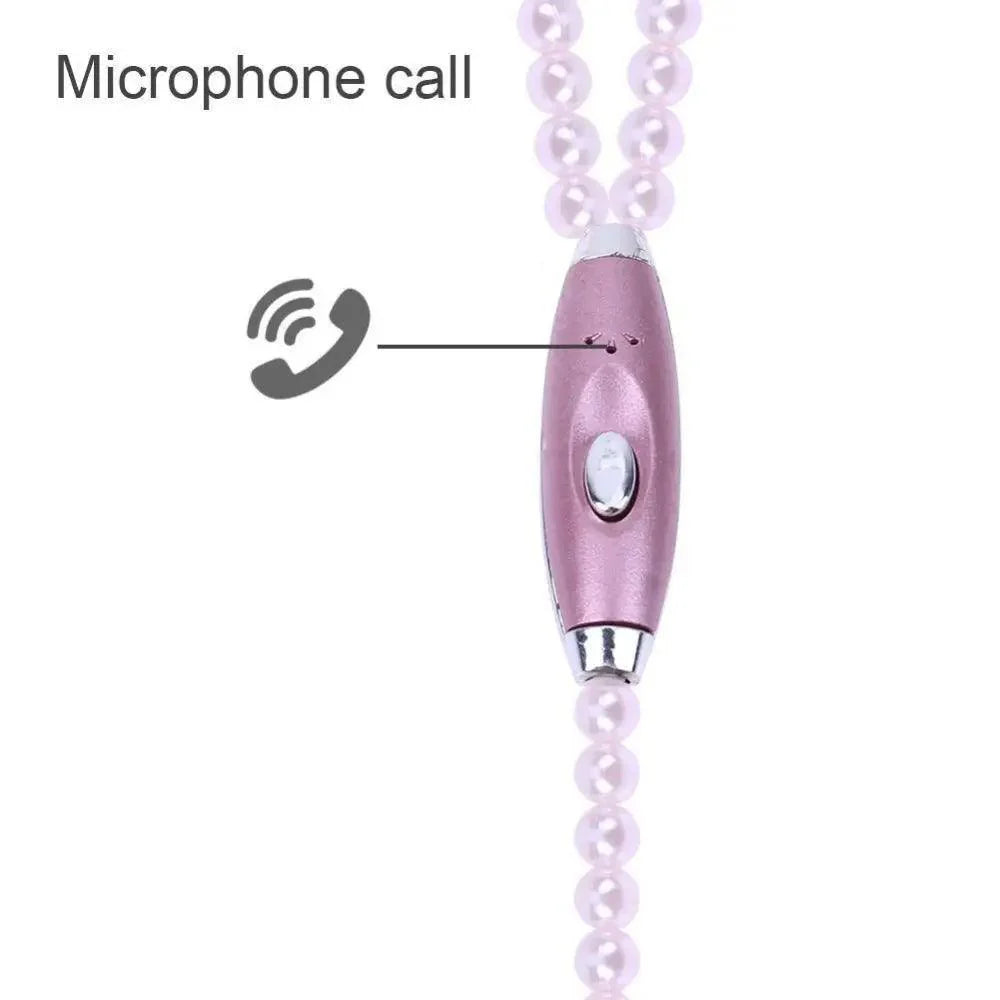 Collier de perles de luxe pour femme, écouteurs roses avec micro, excellente qualité sonore, écouteurs stéréo pour usage quotidien