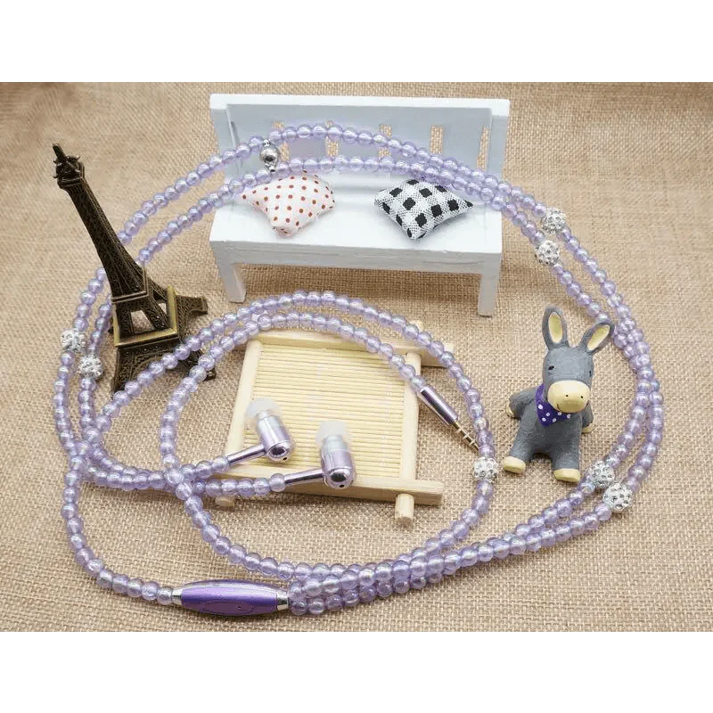Collier de perles de luxe pour femme, écouteurs roses avec micro, excellente qualité sonore, écouteurs stéréo pour usage quotidien