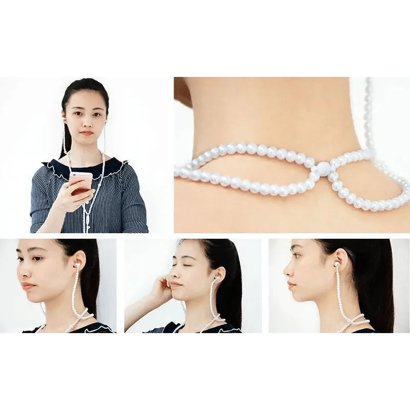 Collier de perles de luxe pour femme, écouteurs roses avec micro, excellente qualité sonore, écouteurs stéréo pour usage quotidien