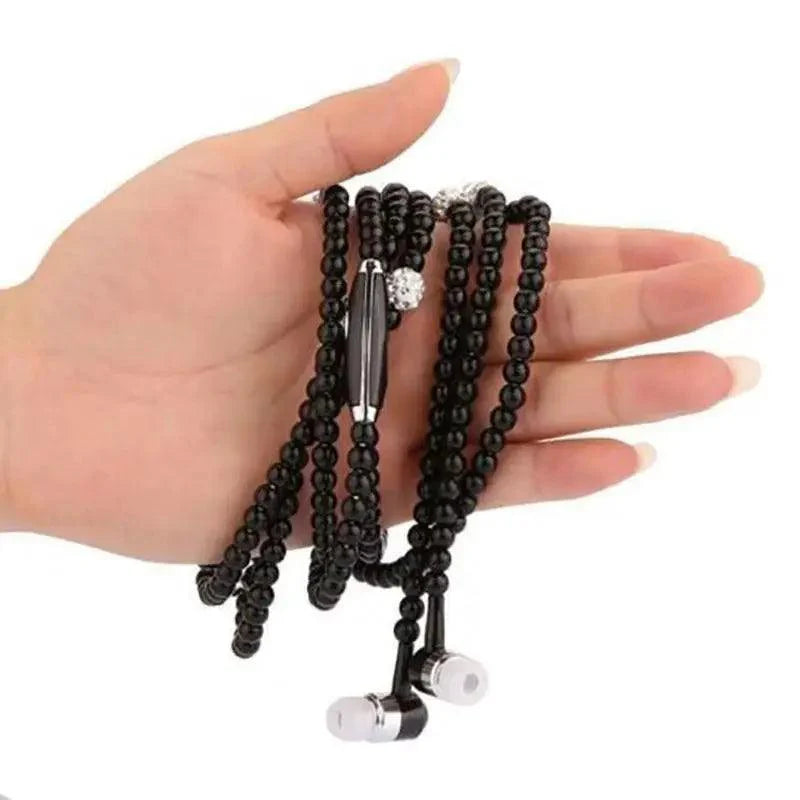 Collier de perles de luxe pour femme, écouteurs roses avec micro, excellente qualité sonore, écouteurs stéréo pour usage quotidien