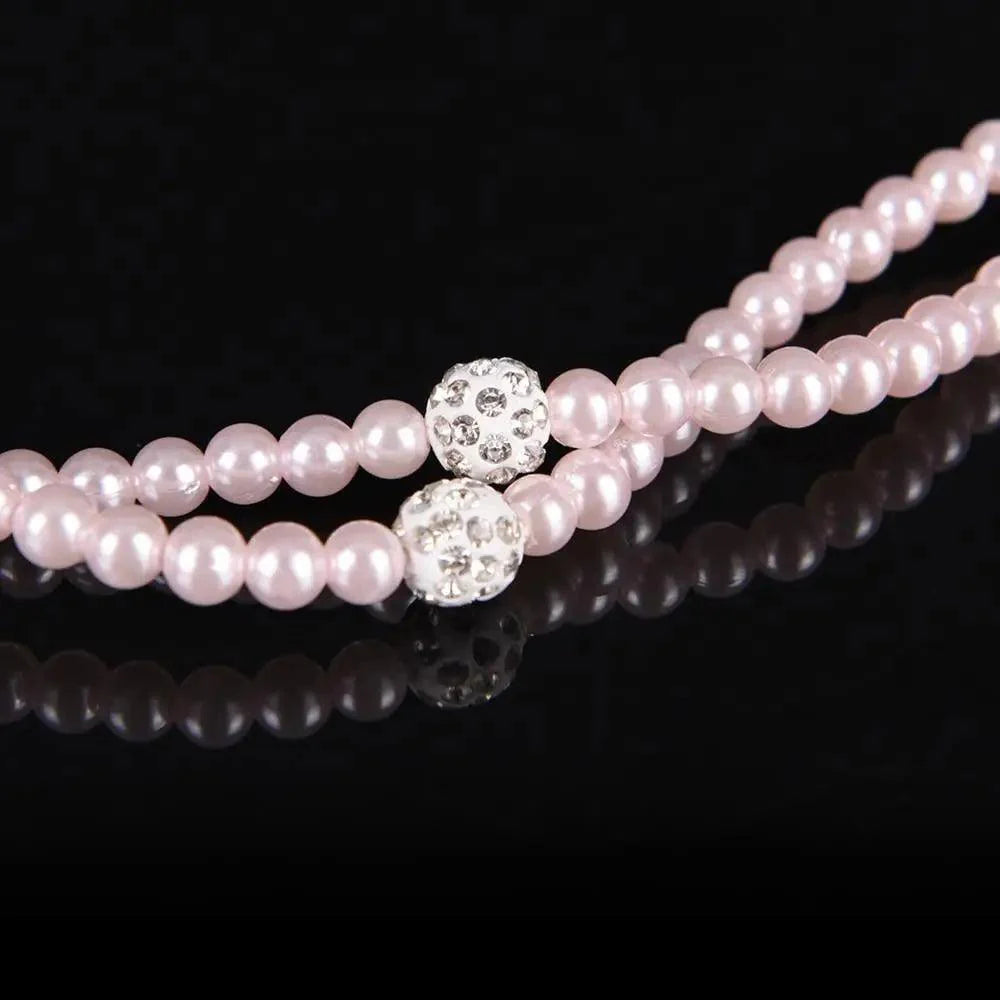 Collier de perles de luxe pour femme, écouteurs roses avec micro, excellente qualité sonore, écouteurs stéréo pour usage quotidien