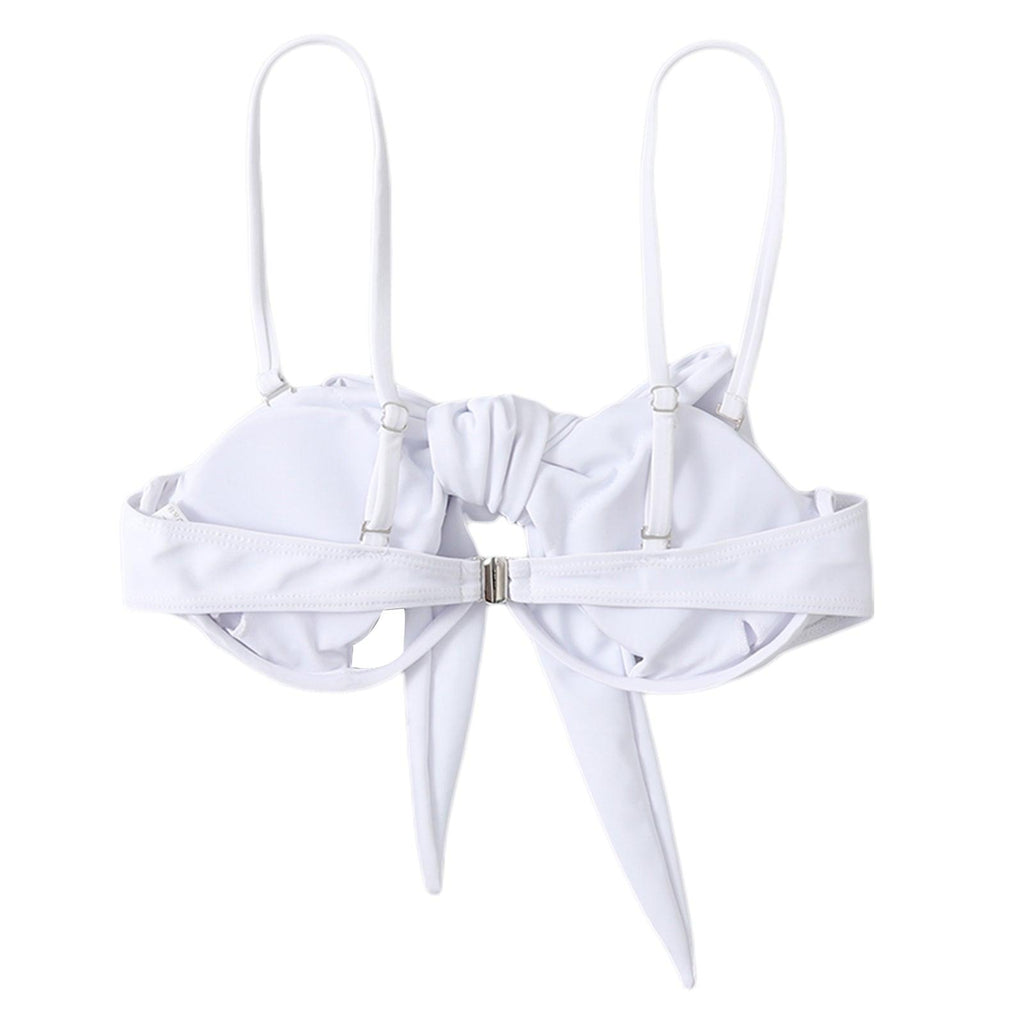 Maillot de bain d'été uni pour femme, maillot de bain bikini une pièce avec bretelles détachables, col licou et découpes nouées avec design entrecroisé.