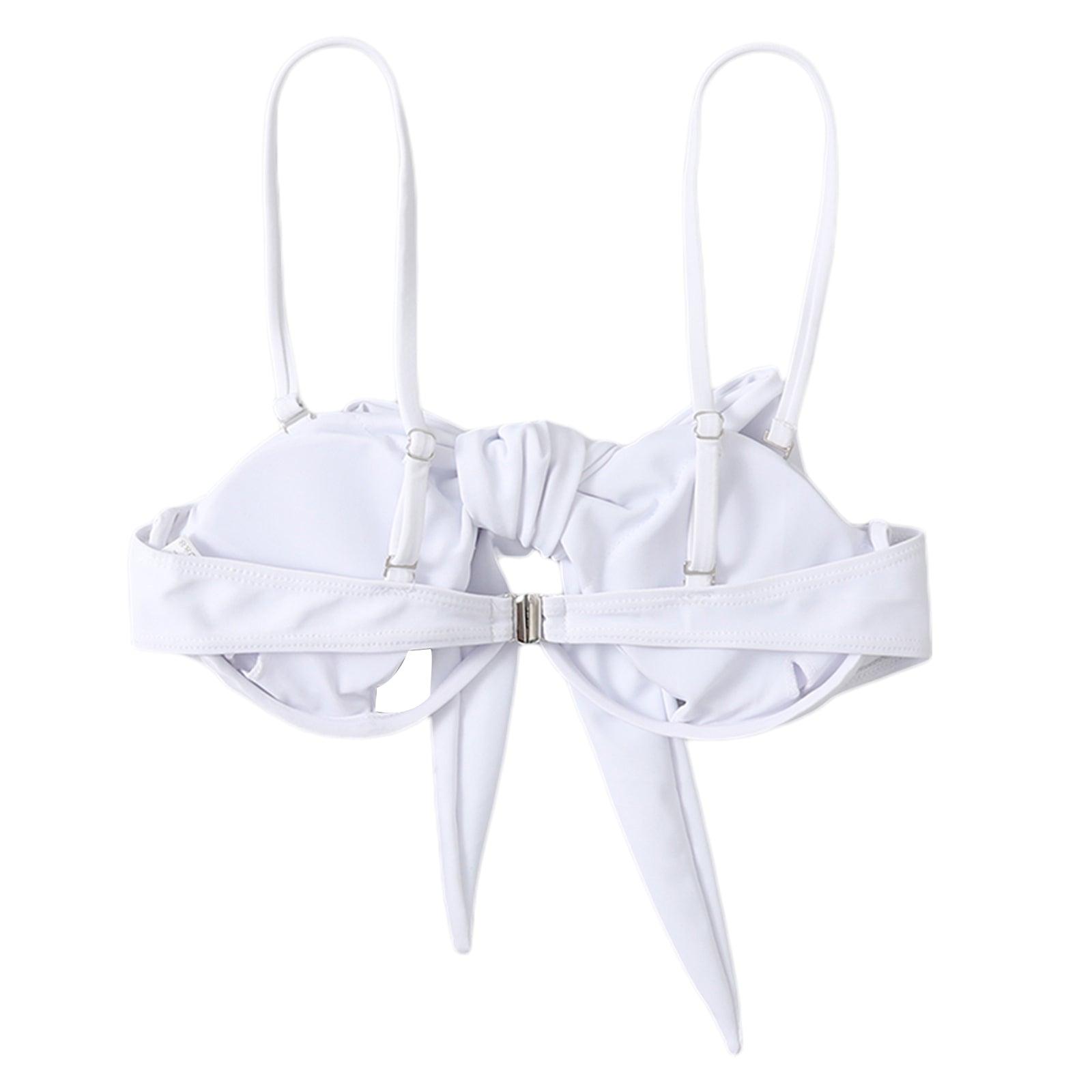 Maillot de bain d'été uni pour femme, maillot de bain bikini une pièce avec bretelles détachables, col licou et découpes nouées avec design entrecroisé.