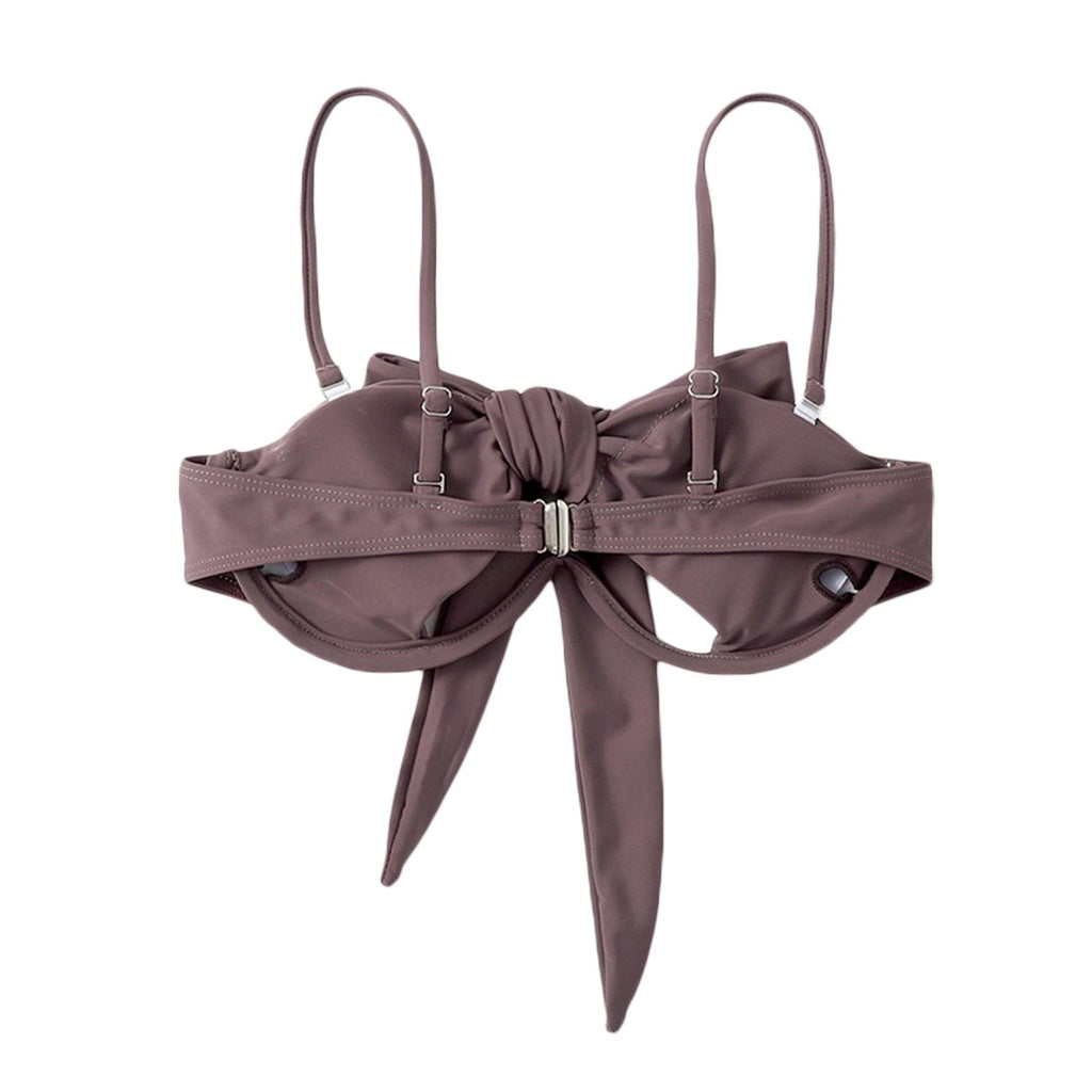 Maillot de bain d'été uni pour femme, maillot de bain bikini une pièce avec bretelles détachables, col licou et découpes nouées avec design entrecroisé.