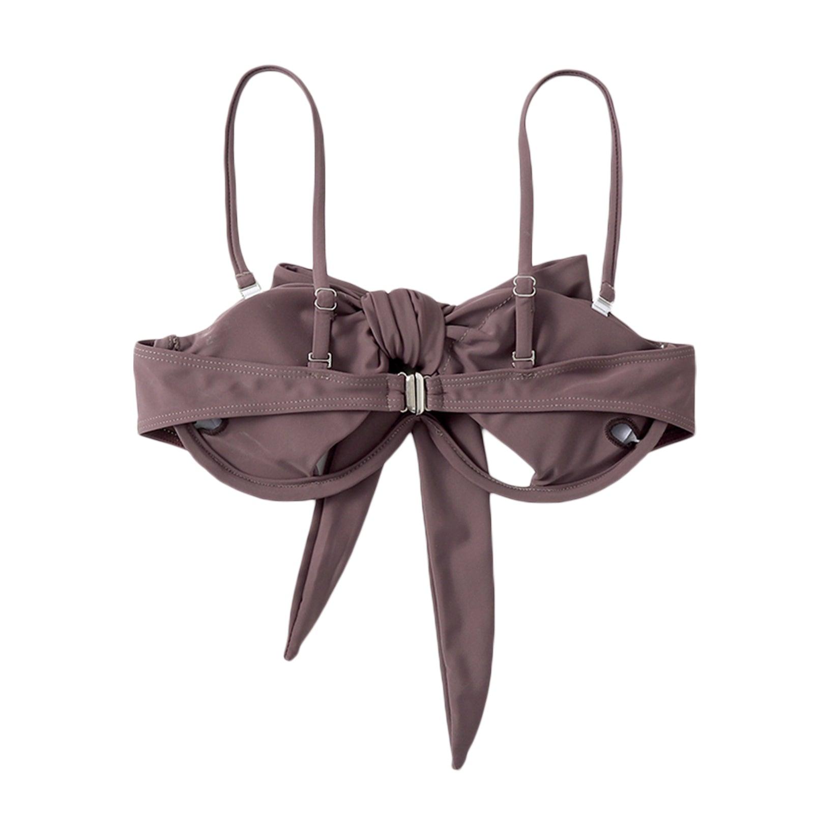 Maillot de bain d'été uni pour femme, maillot de bain bikini une pièce avec bretelles détachables, col licou et découpes nouées avec design entrecroisé.