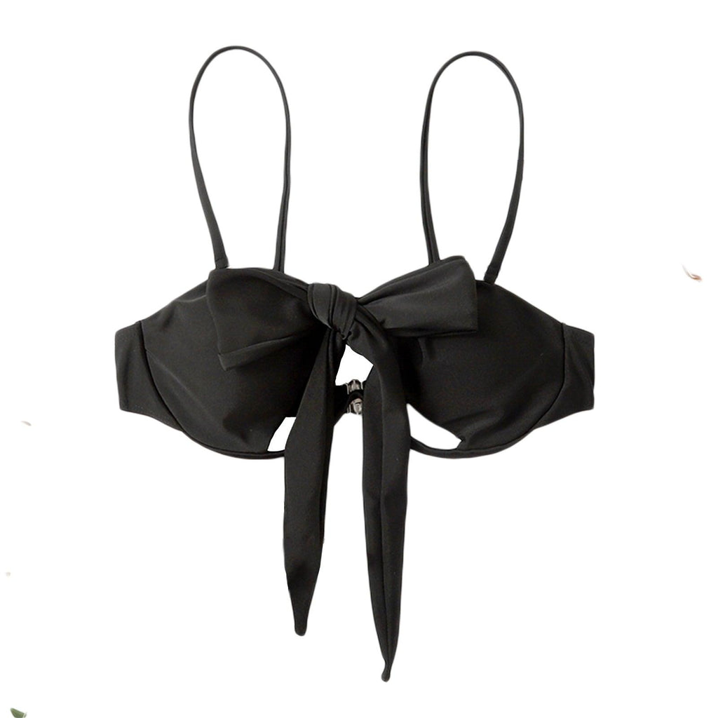 Maillot de bain d'été uni pour femme, maillot de bain bikini une pièce avec bretelles détachables, col licou et découpes nouées avec design entrecroisé.