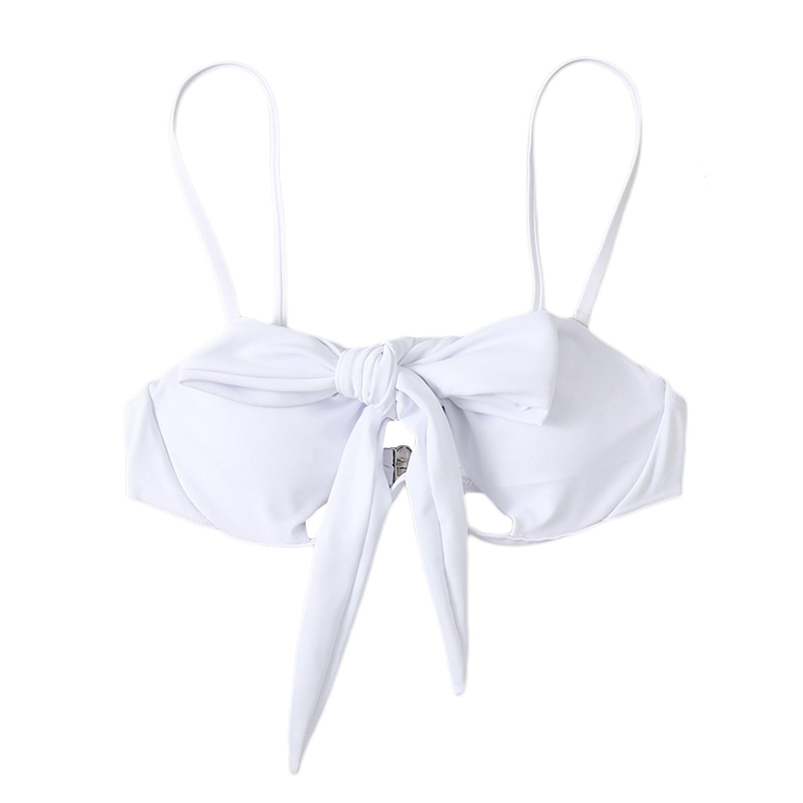 Maillot de bain d'été uni pour femme, maillot de bain bikini une pièce avec bretelles détachables, col licou et découpes nouées avec design entrecroisé.