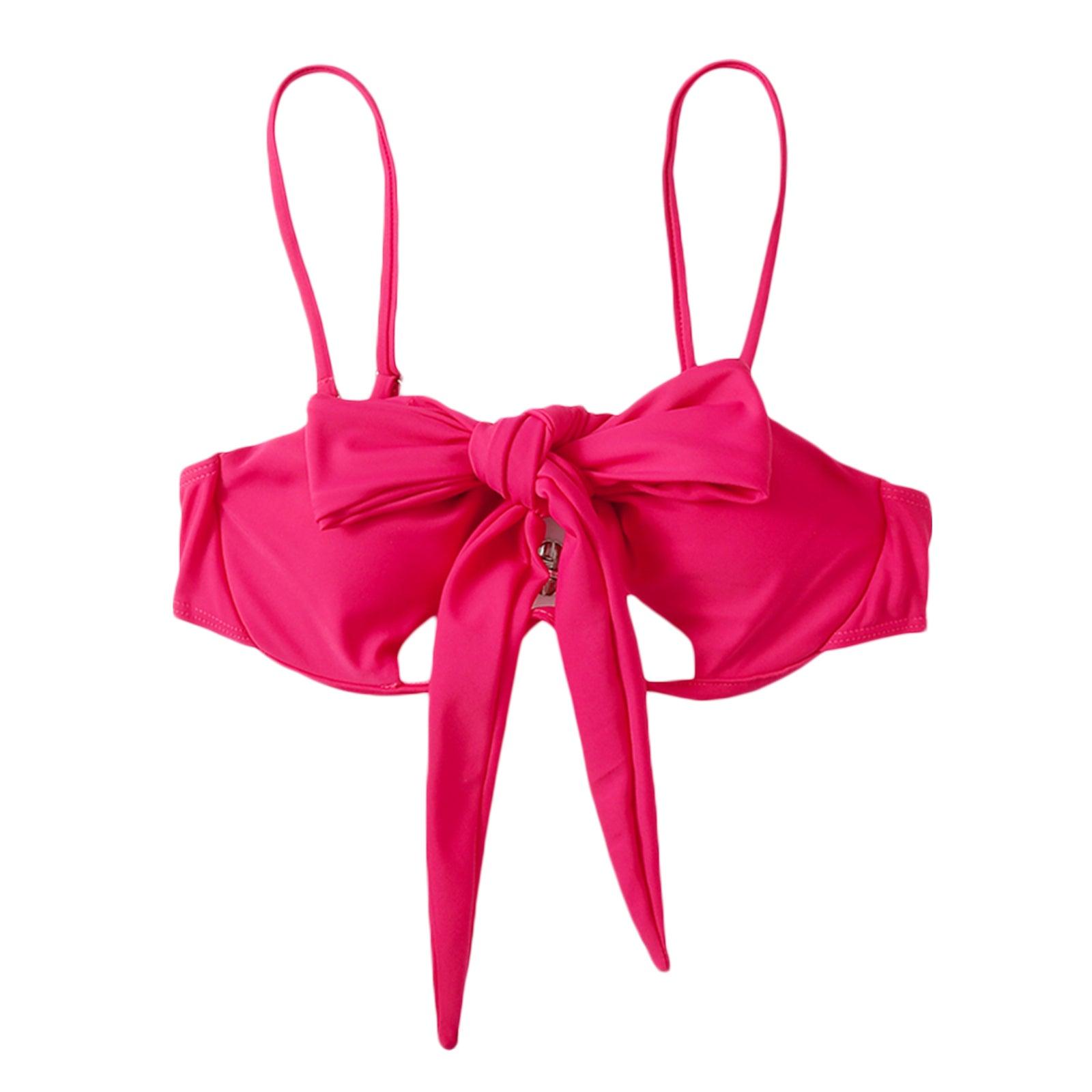 Maillot de bain d'été uni pour femme, maillot de bain bikini une pièce avec bretelles détachables, col licou et découpes nouées avec design entrecroisé.