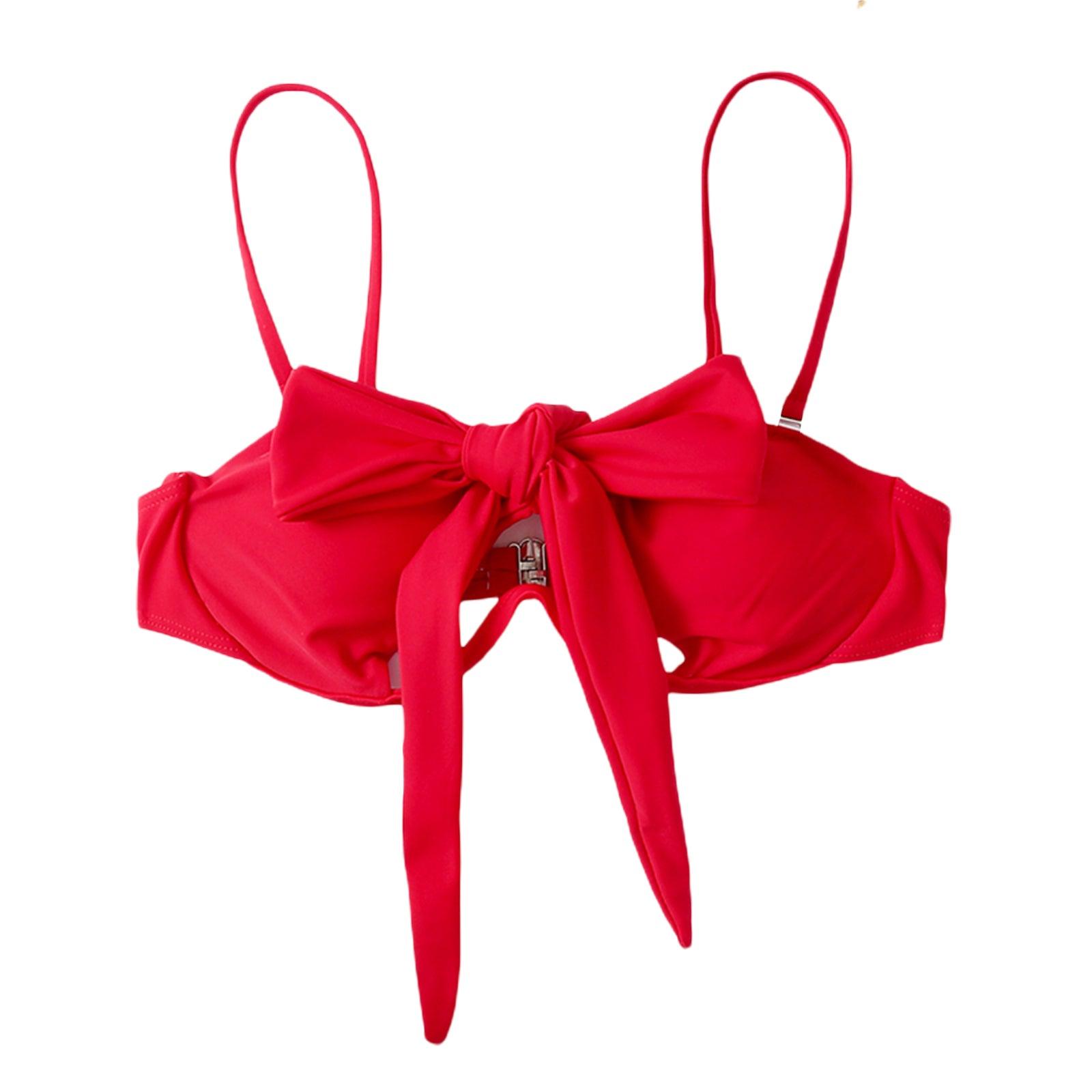 Maillot de bain d'été uni pour femme, maillot de bain bikini une pièce avec bretelles détachables, col licou et découpes nouées avec design entrecroisé.
