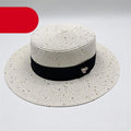 Chapeaux plats classiques pour femmes Sun Boater Chapeau de paille à large bord Chapeau d'été magnifiques accessoires pour femmes Casquette plate rétro pour femmes Chapeau de plage pliable et compressible pour l'été 55-58 cm