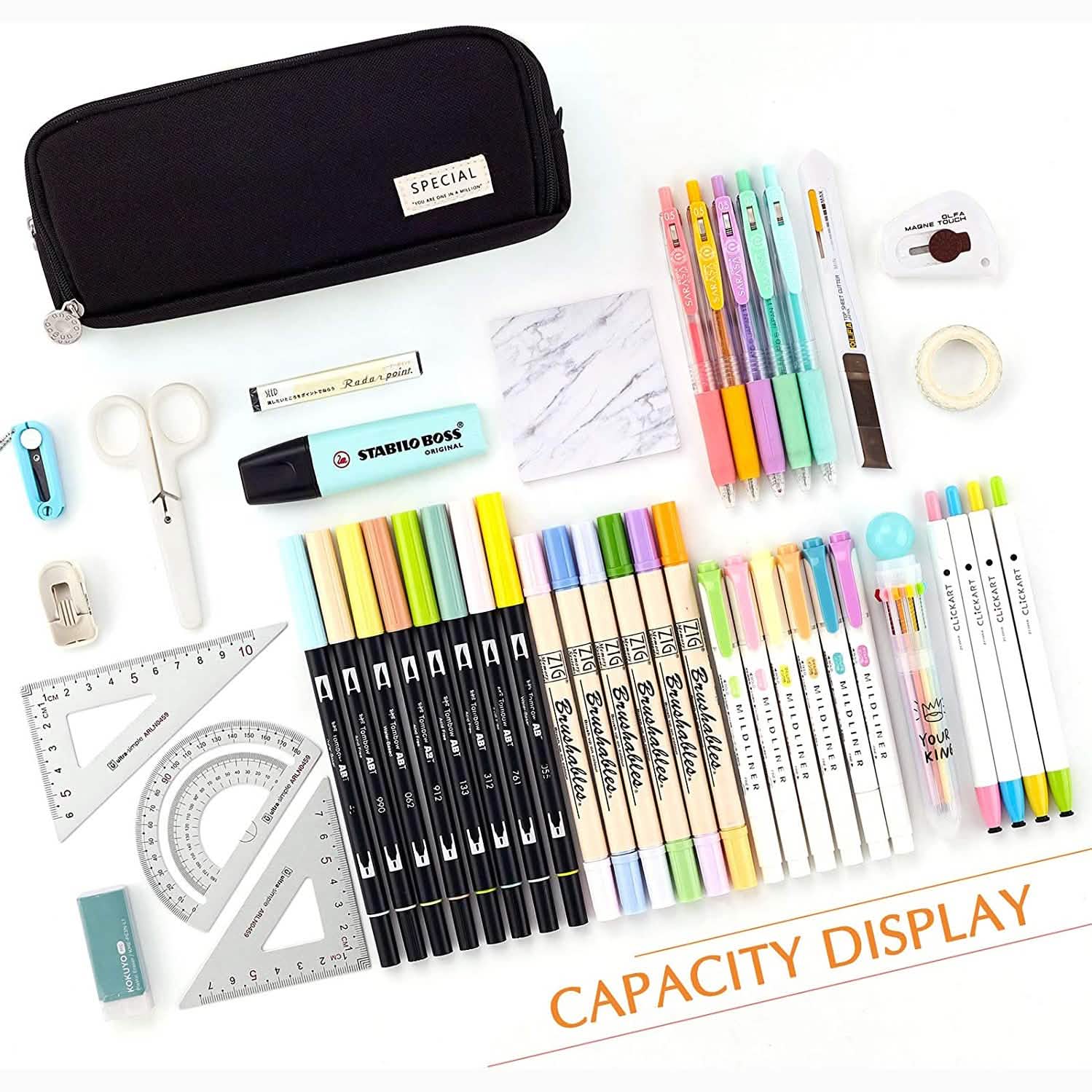 Trousse à crayons avec 3 compartiments grande capacité