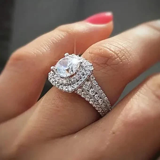 Grandes Bagues de Mariage Ovales en Zircone Synthétique pour Femmes