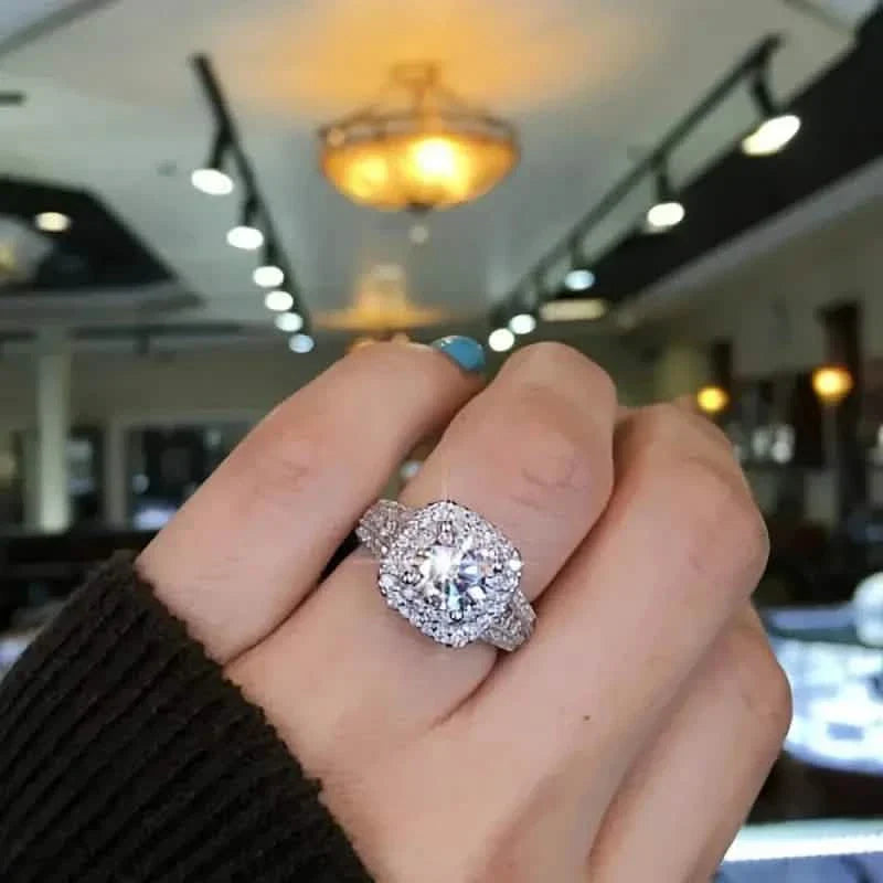 Grandes Bagues de Mariage Ovales en Zircone Synthétique pour Femmes