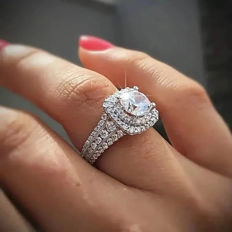 Grandes Bagues de Mariage Ovales en Zircone Synthétique pour Femmes