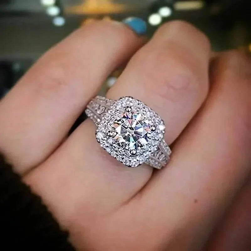 Grandes Bagues de Mariage Ovales en Zircone Synthétique pour Femmes