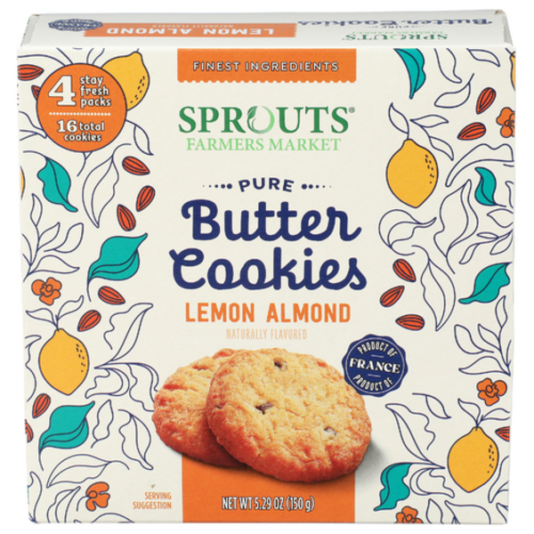 Biscuits au beurre pur amande et citron Sprouts, paquet de 4
