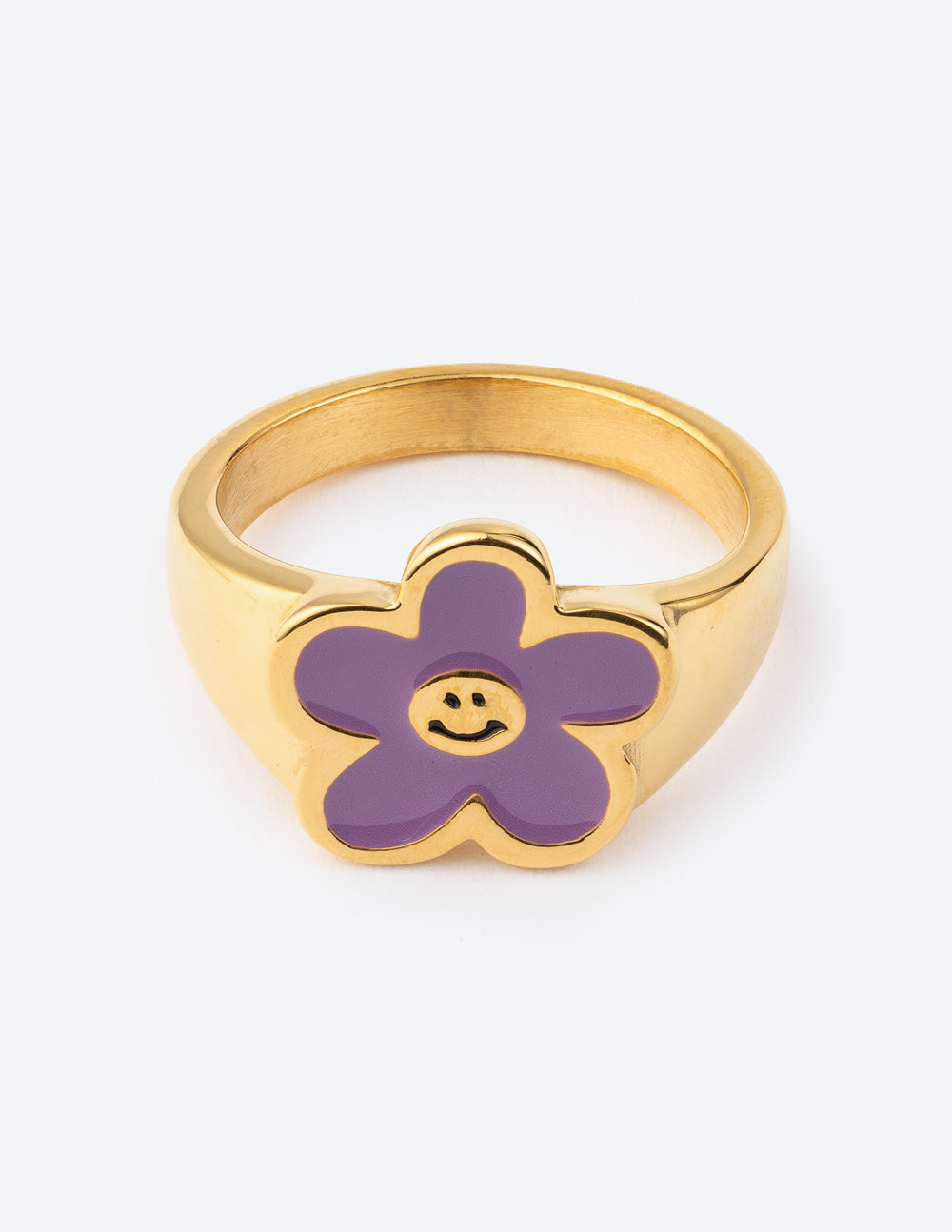 Bague fleur souriante lavande