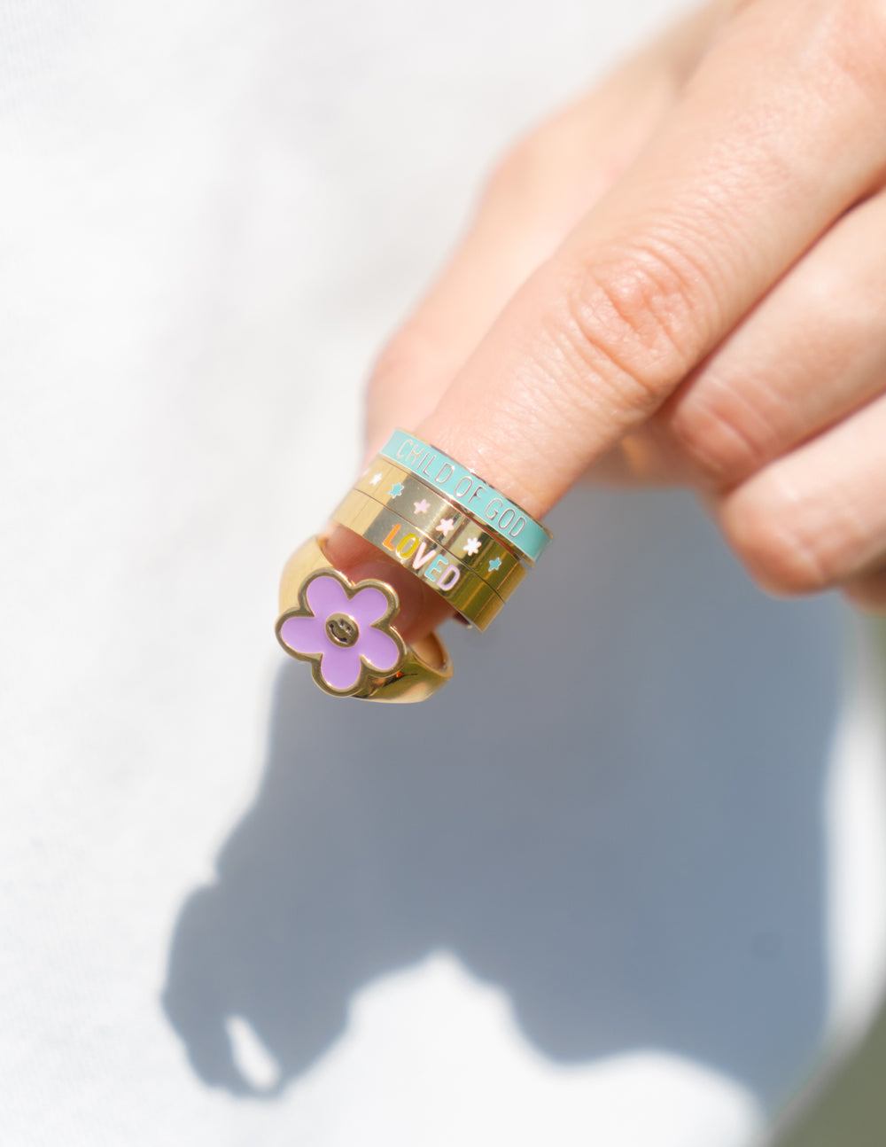 Bague fleur souriante lavande