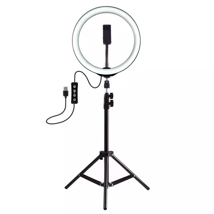Support de lumière LED circulaire LAX pour selfie avec trépied