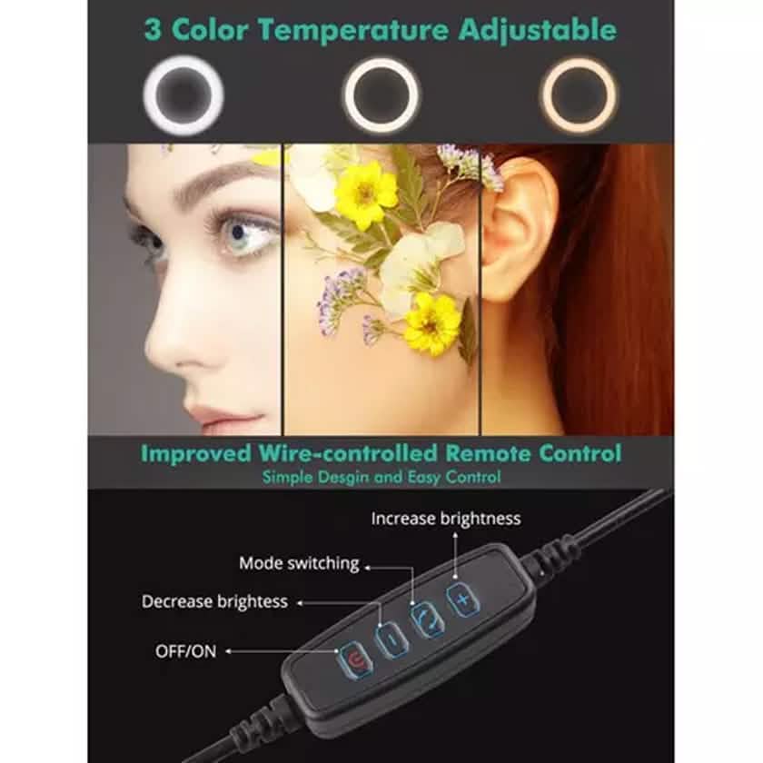 Support de lumière LED circulaire LAX pour selfie avec trépied