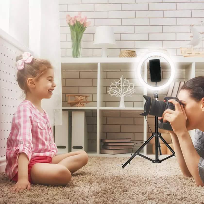 Support de lumière LED circulaire LAX pour selfie avec trépied