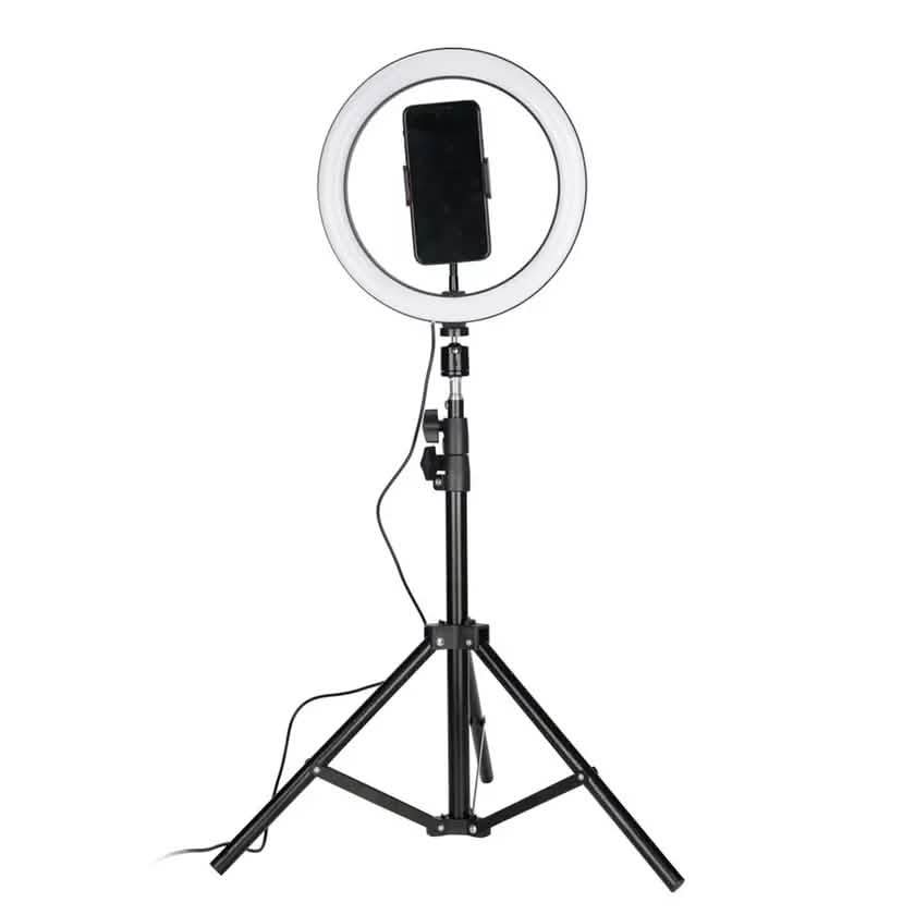 Support de lumière LED circulaire LAX pour selfie avec trépied