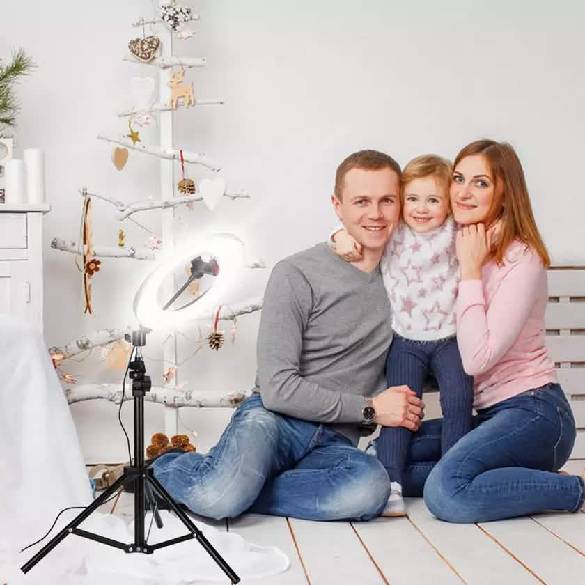 Support de lumière LED circulaire LAX pour selfie avec trépied