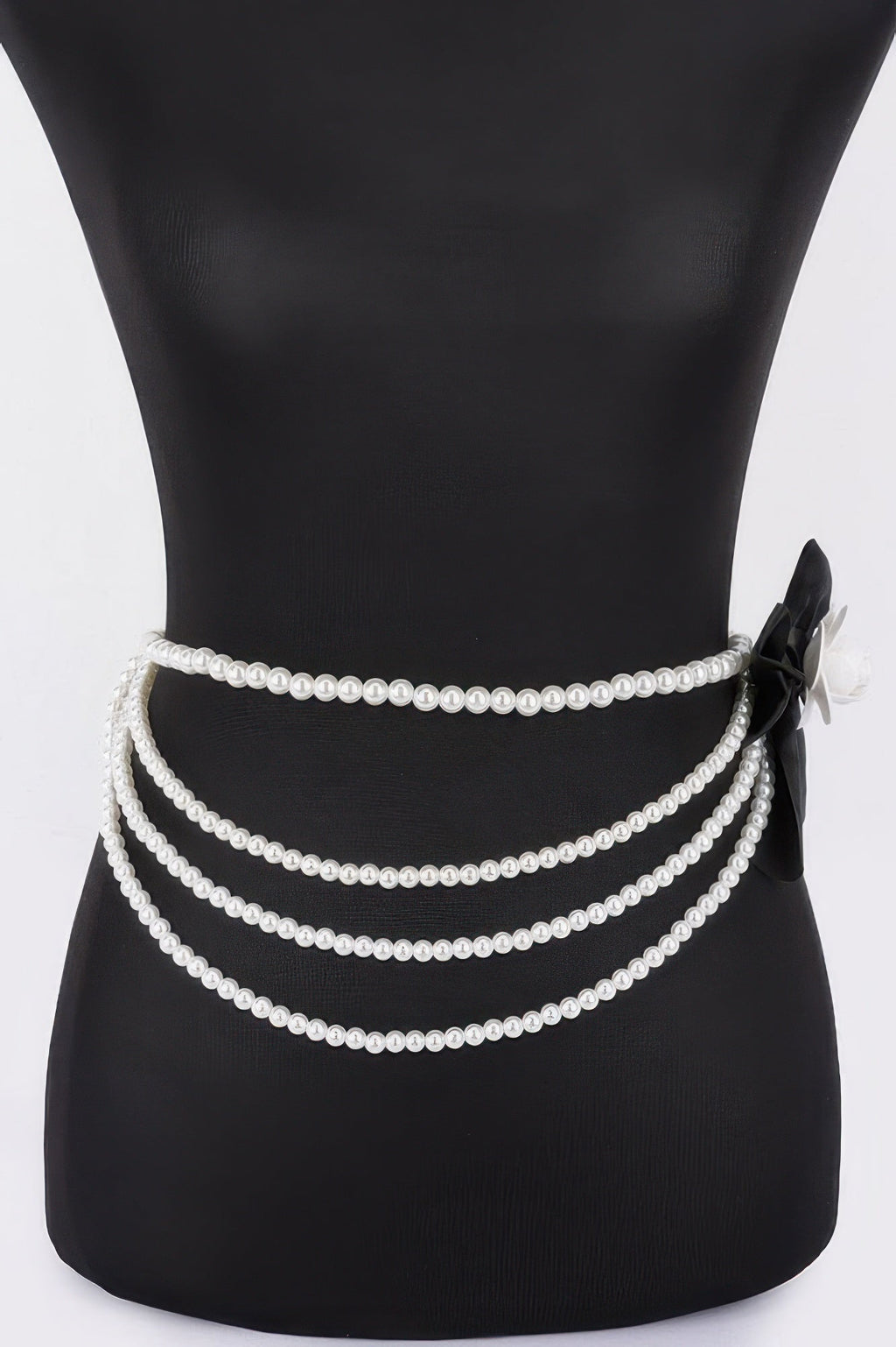 Ceinture à fleurs en fausses perles superposées avec ruban