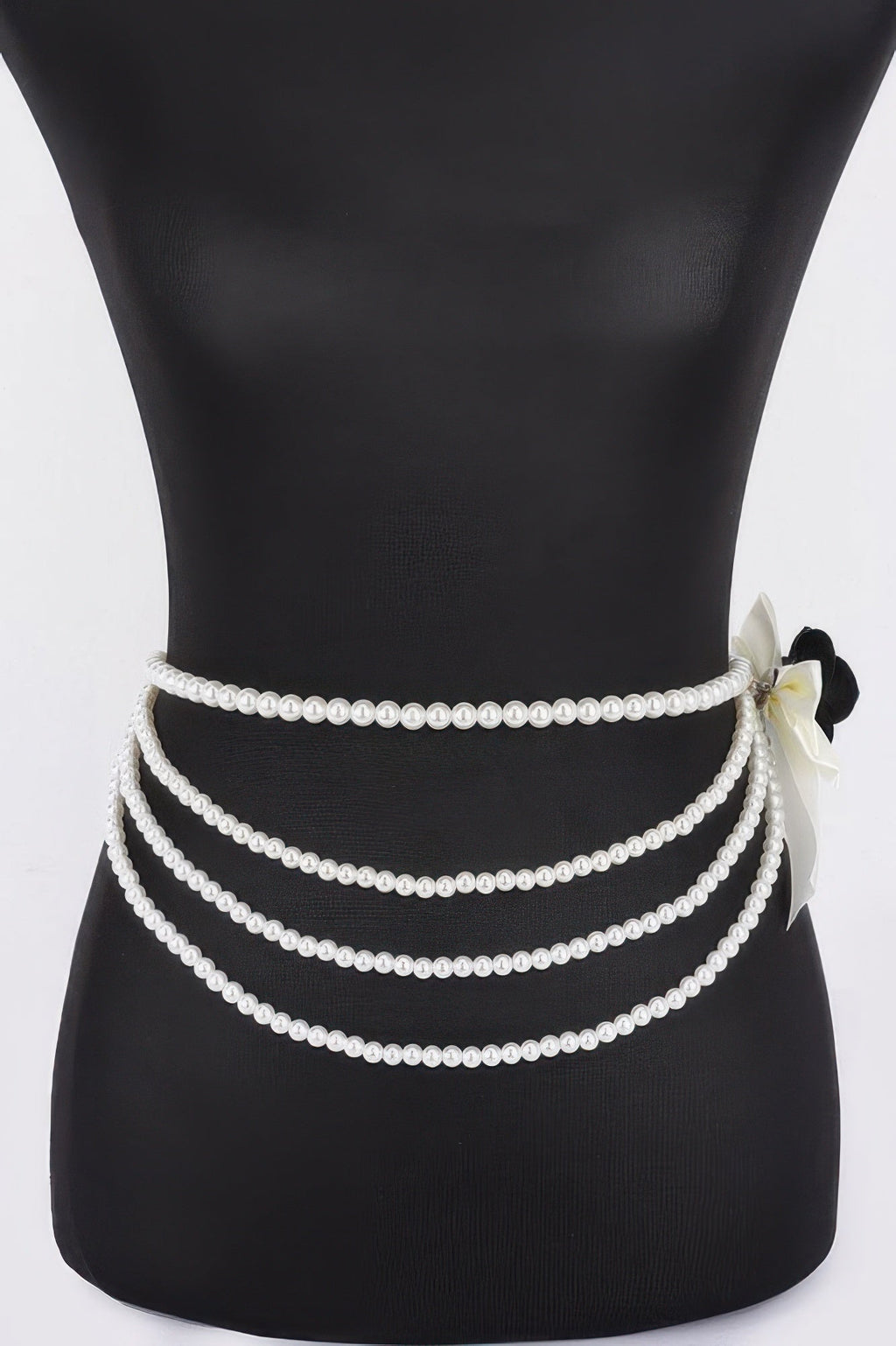 Ceinture à fleurs en fausses perles superposées avec ruban