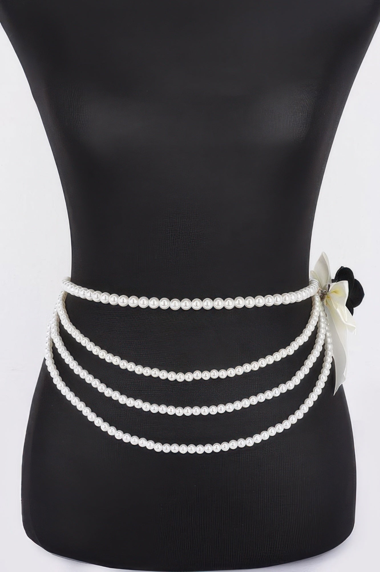 Ceinture à fleurs en fausses perles superposées avec ruban