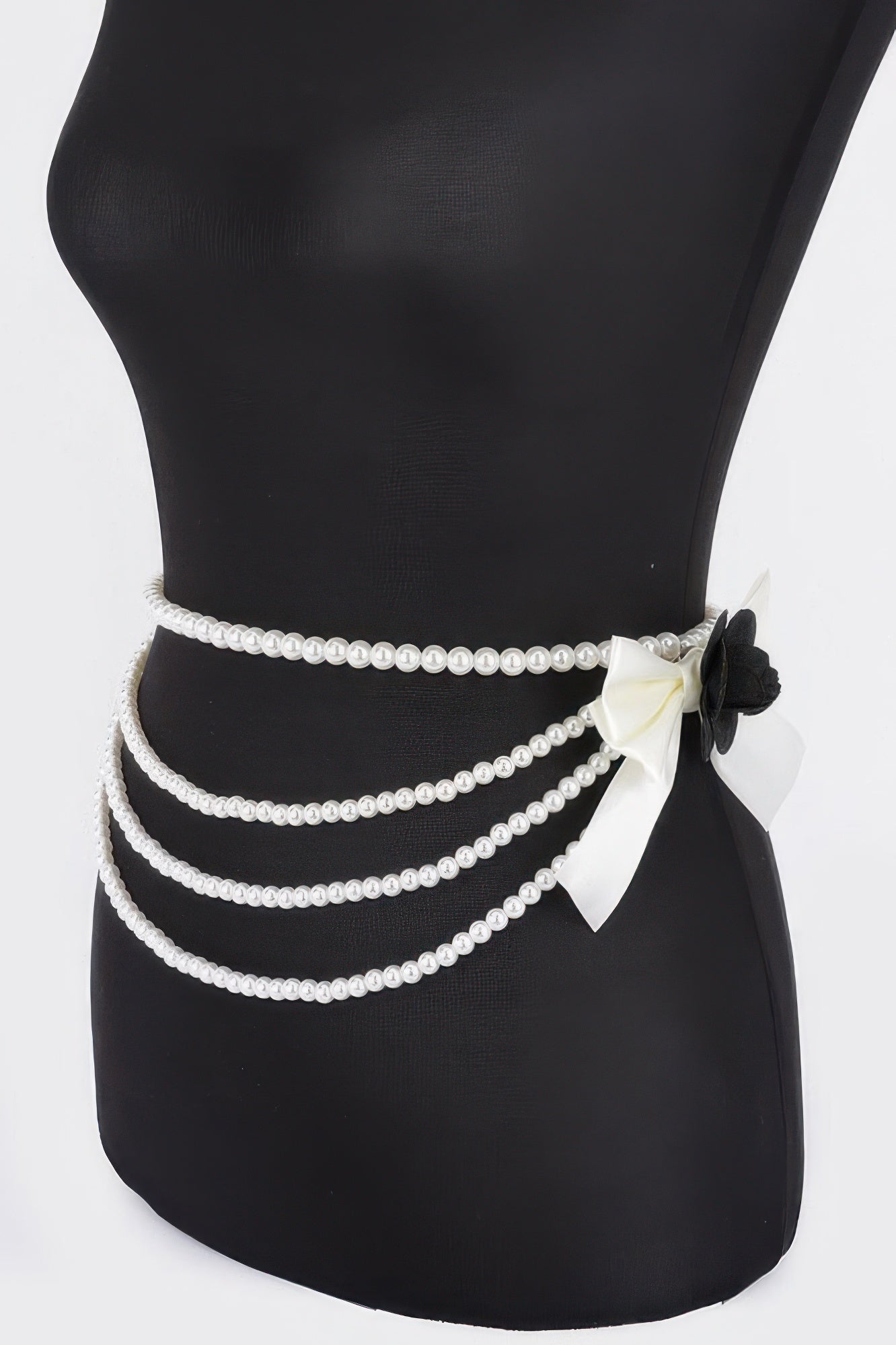 Ceinture à fleurs en fausses perles superposées avec ruban