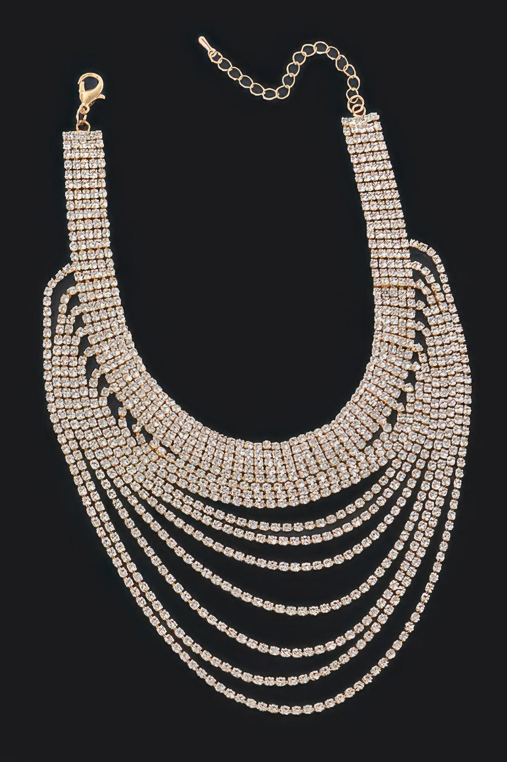 Collier élégant à strass multicouche